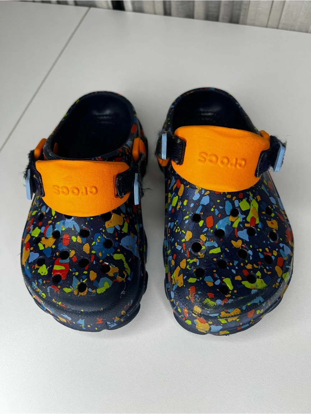 Crocs Kids’ Multi-Color Splash Clogs with Orange Strap